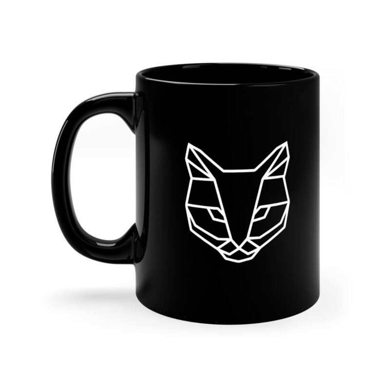 Cat geometric face 11oz black mug - Cat Coffee cup for car lovers - Gifts for cat lovers