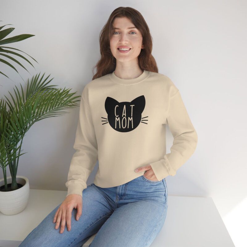 Cat Mom Head sweatshirt - Cat Mom heavy crewneck unisex sweater