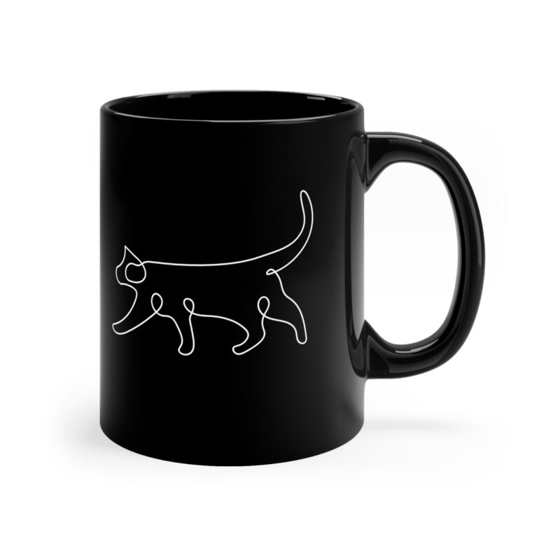 Cat single line 11oz black mug - Cat Coffee cup for car lovers - Gifts for cat lovers