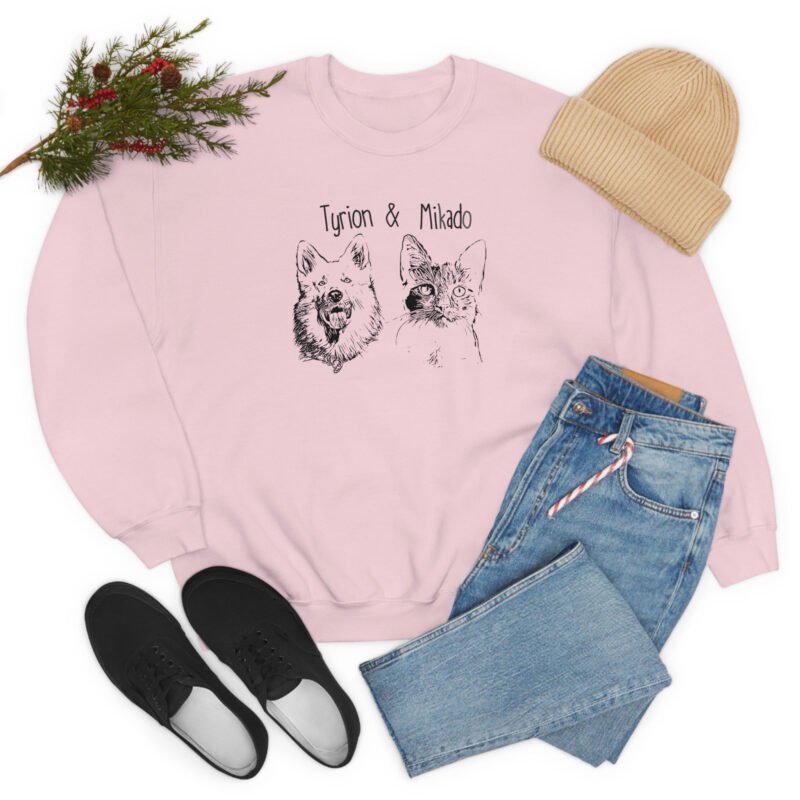 Custom Pet Portrait Sweatshirt | Cat | Dog Custom Portrait + Name | T-shirt Sweater Personalized