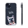 Custom Pet Portrait clear phone case. Personalized iPhone and Samsung Cases with portrait made from your favorite pet photo.
