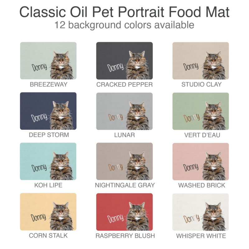 Custom Pet Portrait Food Mat | Personalized Cat | Dog Mat Using Pet Photo