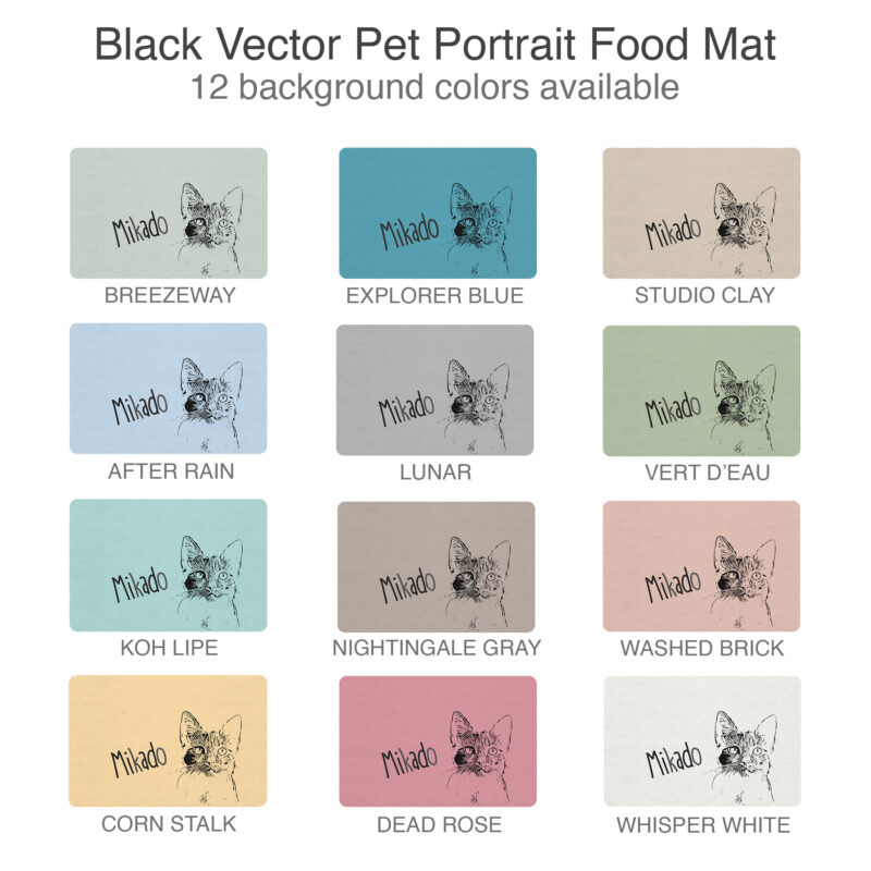 Custom Pet Portrait Food Mat | Personalized Cat | Dog Mat Using Pet Photo