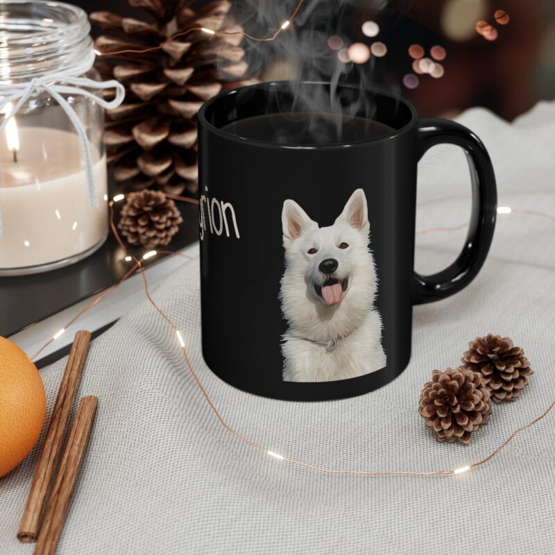 Custom Pet Mug | Cat | Dog Portrait Digital Artwork + Name | Black Coffee Mug Personalized