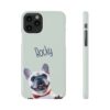 Custom Pet Portrait Slim phone case. Personalized iPhone and Samsung Cases with portrait made from your favorite pet photo.