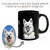 Custom Pet Mug | Cat | Dog Portrait Digital Artwork + Name | black Coffee Mug Personalized
