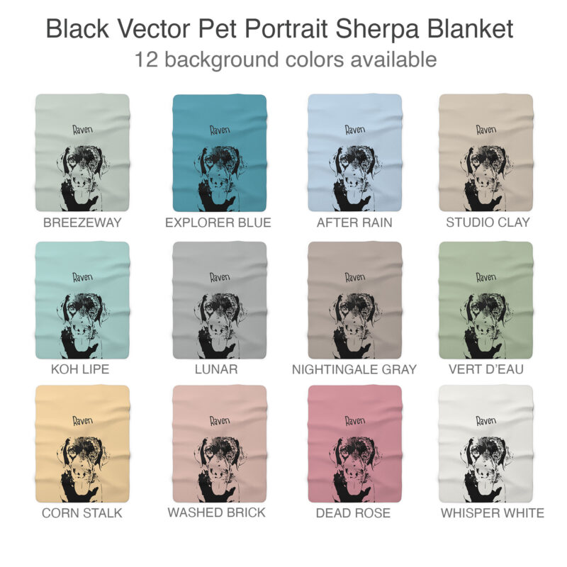 Custom Pet Portrait Sherpa Fleece Blanket | Personalized Dog - Cat Blanket + Name. Custom Pet Portrait using your Pet Photo.