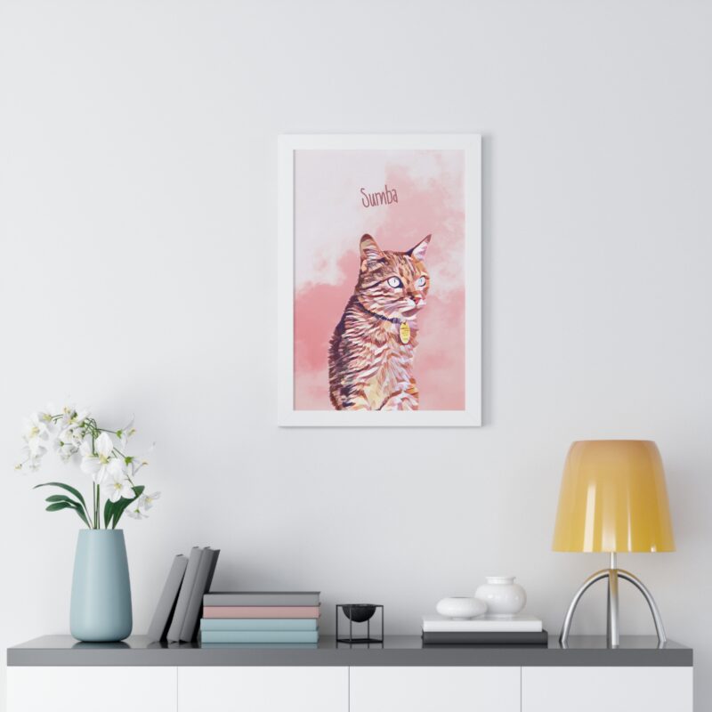 Custom Pet Portrait Framed Poster - Cat Portraits Painting Poster - Pet lover Gifts - Personalized cat and dog portrait from photo.