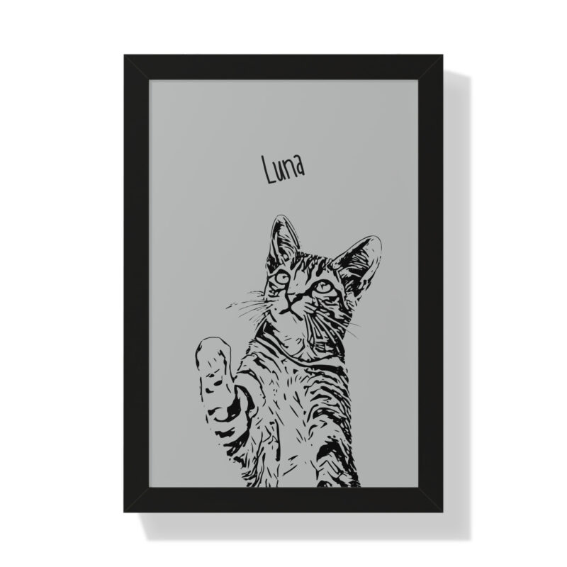 Custom Pet Portrait Framed Poster - Cat Portraits Poster - Pet lover Gifts