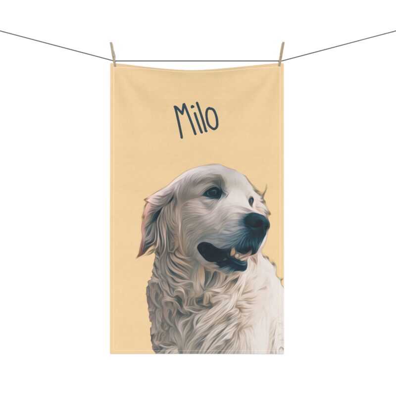 Custom Pet Portrait Kitchen Towel | Personalized Dog - Cat Tea Towel + Name. Custom Pet Portrait using your Pet Photo.