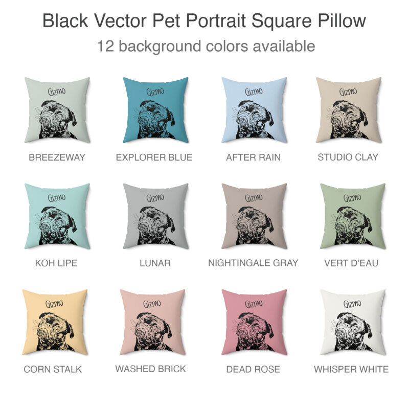 Custom Pet Portrait Square Pillow | Personalized Dog - Cat Polyester Case + Pillow. Custom Pet Portrait using your Pet Photo.
