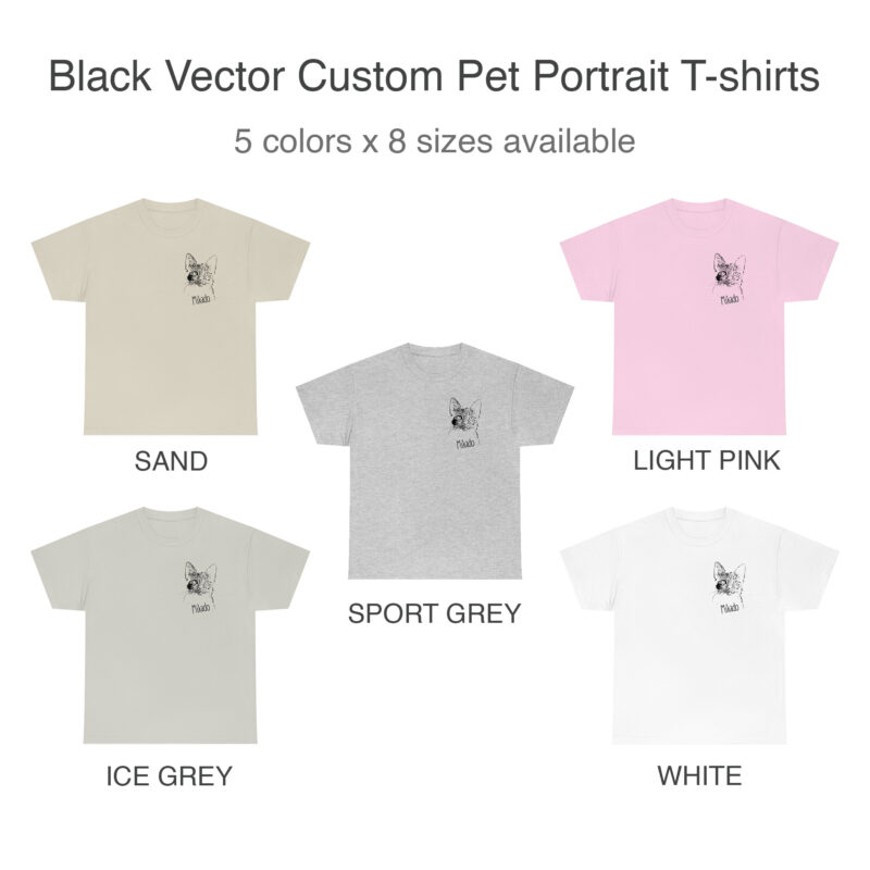 Custom Pet Portrait T-shirt | Cat | Dog Custom Portrait + Name | Pet T-shirt Personalized