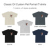 Custom Pet Portrait T-shirt | Cat | Dog Custom Portrait + Name | Pet T-shirt Personalized