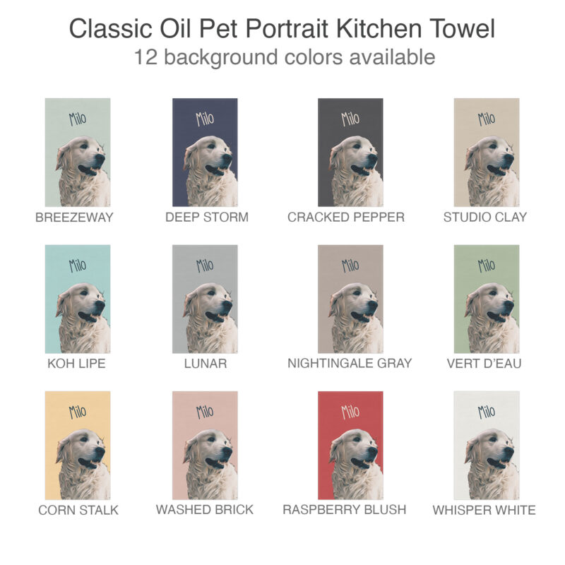 Custom Pet Portrait Kitchen Towel | Personalized Dog - Cat Tea Towel + Name. Custom Pet Portrait using your Pet Photo.